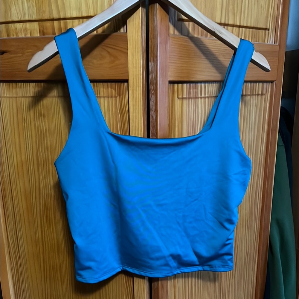 Vibrant Blue Sleeveless Fitted Crop Tank Top